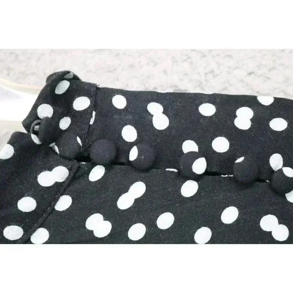 Zara Basic Dress Womens Large Black White Polka Dot Flutter Short Sleeve Viscose - Picture 2 of 7